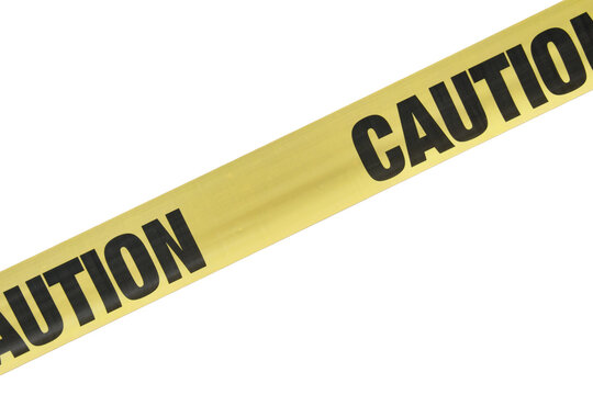 yellow caution tape on a angle Isolated on transparent background&nbsp;