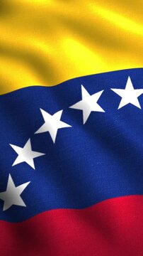 Realistic waving Venezuela flag background with horizontal camera movement