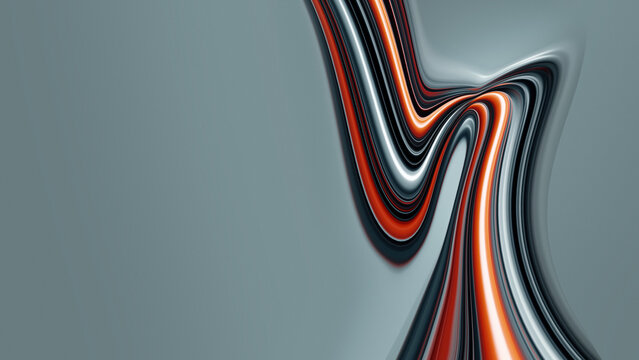 Abstract grey background with a vertical zig zag wave of orange and black stripes