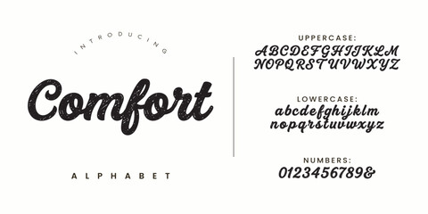 Comfort font black alphabet retro typography display vintage lettering design creative script letters vector text © designfourmonths