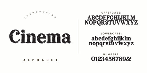 Cinema font black alphabet retro typography display vintage lettering design creative script letters vector text © fourmonths