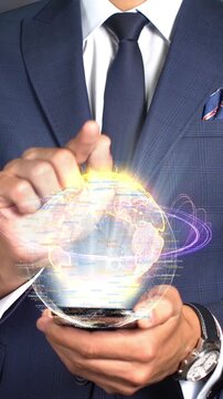 Futuristic automation hologram on digital globe