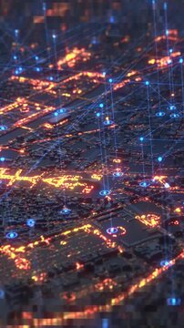 uturistic cityscape with digital network connectivity