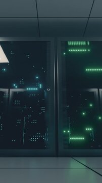 Futuristic data center server room animation