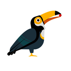 Fototapeta premium Toucan bird holding a red berry in beak isolated, vector illustration