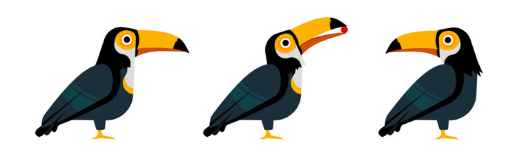 Fototapeta premium Toucan birds set, vector illustration