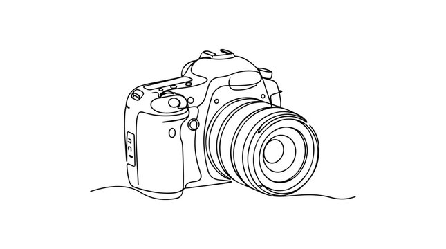 DSLR camera continuous line drawing illustration