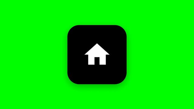 Home icons in black rounded buttons on green screen