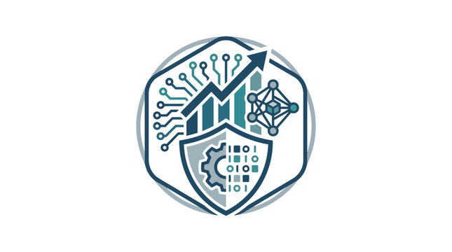 Cyber security and data analysis icon for business technology growth