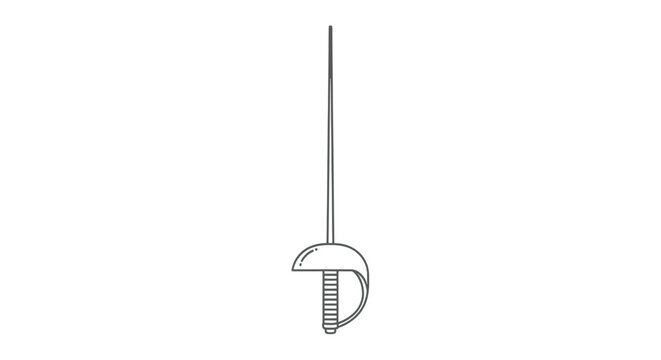 Fencing Foil Sword - Minimalist Line Art Illustration