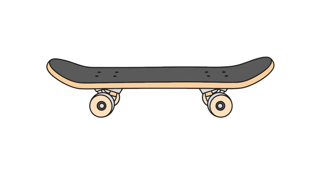 Skateboard isolated on white background, graphic illustration, vector art