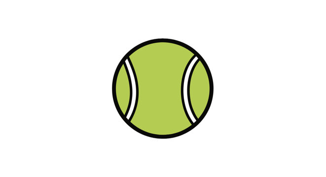 Simple Tennis Ball Illustration Isolated on White Background