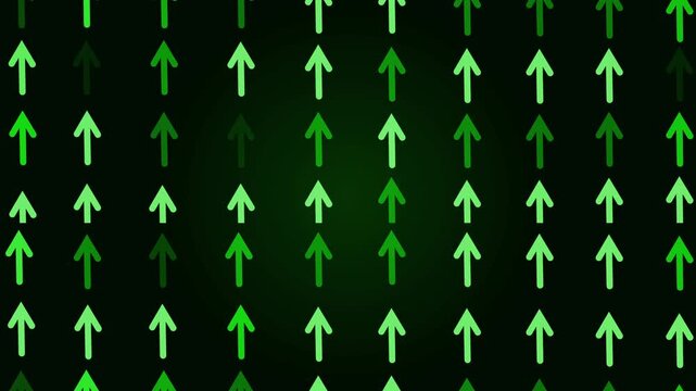 Glowing upward arrows background showing growth progress and direction in a simple abstract pattern animation
