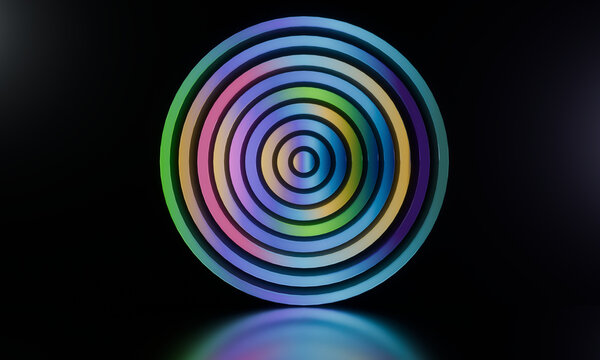 Small rainbow 3D ring disc centered on black