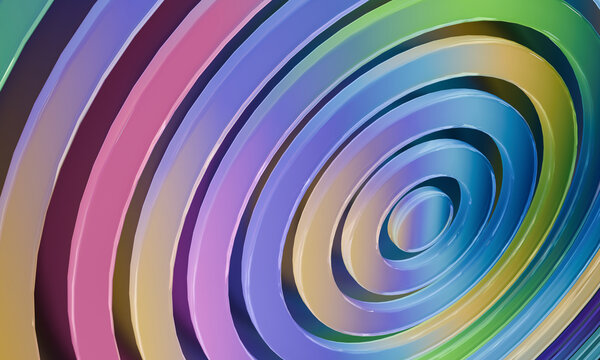 Pastel 3D ring layers in oblique close-up