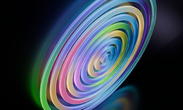Diagonal oval of chromatic 3D rings in darkness