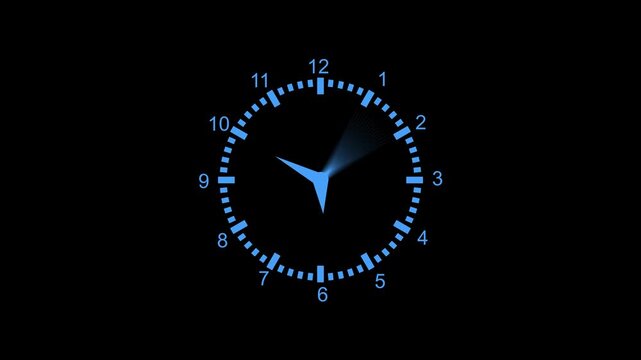 Minimal analog clock face numbers and hands showing time animation