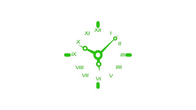 Minimal analog clock face with roman numerals and hands animation