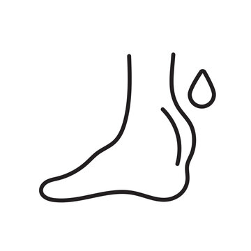 A vector icon representing ankle swelling and edema, created in line style with editable stroke.