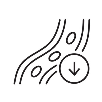A vector icon representing poor blood circulation and reduced blood flow, created in line style with editable stroke.