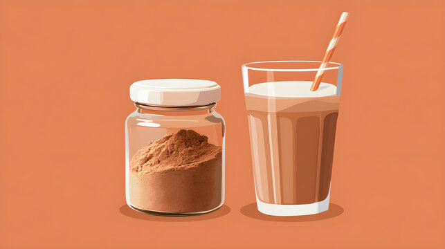 Cordyceps Powder Jar Resting Beside A Pre-Workout Smoothie Glass