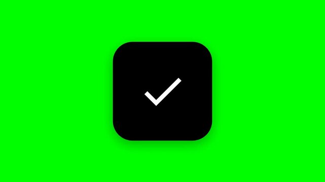 Black checkmark icons appearing on a green screen background
