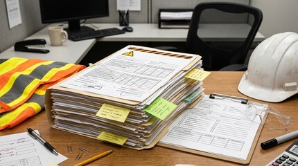 Obraz premium Safety incident investigation folder on office desk