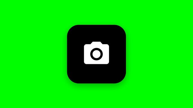 Camera application icons grid on green screen background