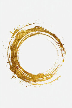 Elegant gold circle brush stroke on a white background, perfect for minimalist designs and artistic projects.