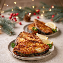 Fototapeta premium Traditional Polish Christmas Fried Carp
