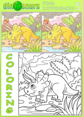 funny triceratops dinosaur, illustration for children © fargon