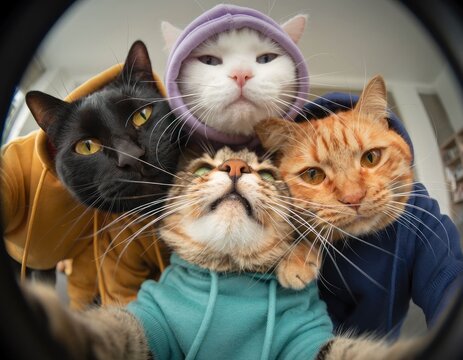 Cats Wearing Hoodies