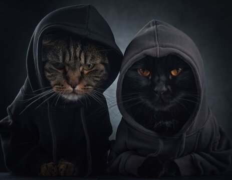 Cats wearing hoodies