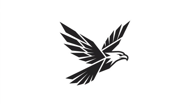 Black Geometric Flying Eagle Logo Vector Illustration for Security and Corporate Identity