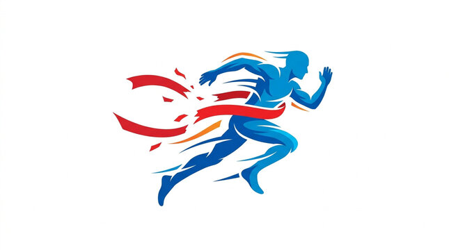 Runner Crossing Finish Line Vector Illustration for Marathon and Success Concept