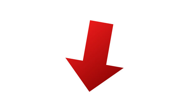 Red Gradient Downward Diagonal Arrow PNG Icon Design for Direction Pointer Web UI Business Graphic Element