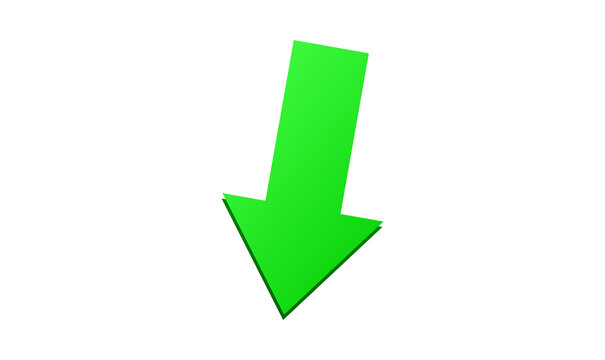 3D Green Downward Arrow PNG Icon Design for Direction Pointer Web UI Business Graphic Element