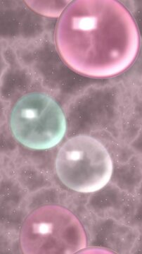 Vertical Pink and Green Bubble Abstract Fluid Background