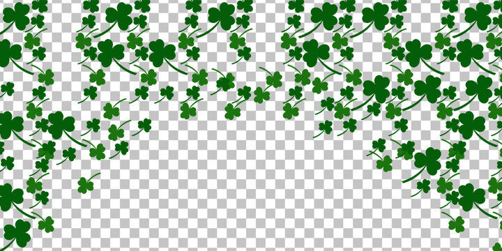 Happy Saint Patrick's day background. Green clover leaves on transparent background. modern eps 10