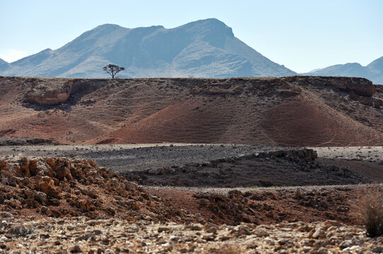 African landscape, desert and mountains.