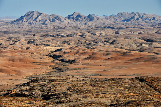 African landscape, desert and mountains.