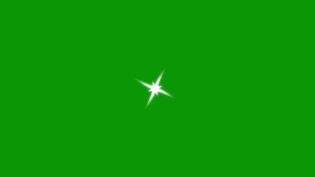 Sparkling stars shine animation, white cartoon flat vector doodles style stars blinking, star twinkling, star animation, glitter motion explosion effect, green screen 4k video