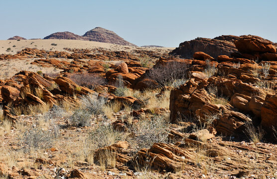 African landscape, desert and mountains.