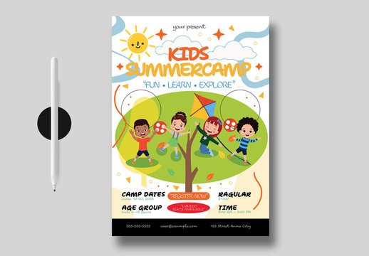 Kids Summer Camp Fun Learning Adventure Poster