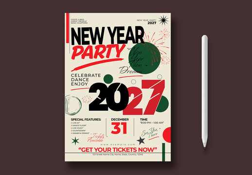 Creative New Year 2027 Event Party Flyer Design