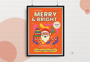 Retro Christmas Party Design Flyer