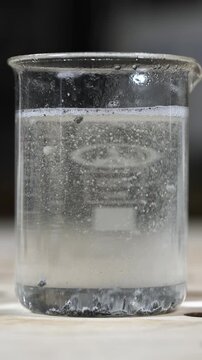 hydrogen peroxide interactions with contaminated water containing bacteria, destroying the microbes by entering into a chemical reaction and releasing oxygen bubbles in macro 