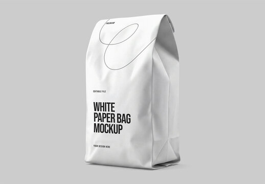 White Paper Bag Mockup