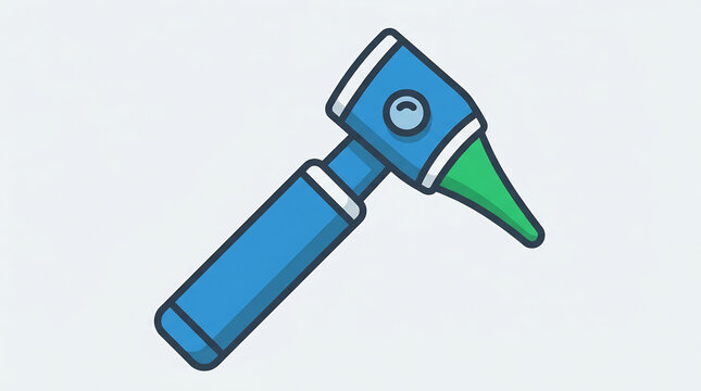 Blue otoscope medical instrument icon for ear examination