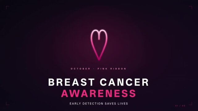 Five Slide Breast Cancer Awareness Editorial Animation with Pink Ribbon and Statistics